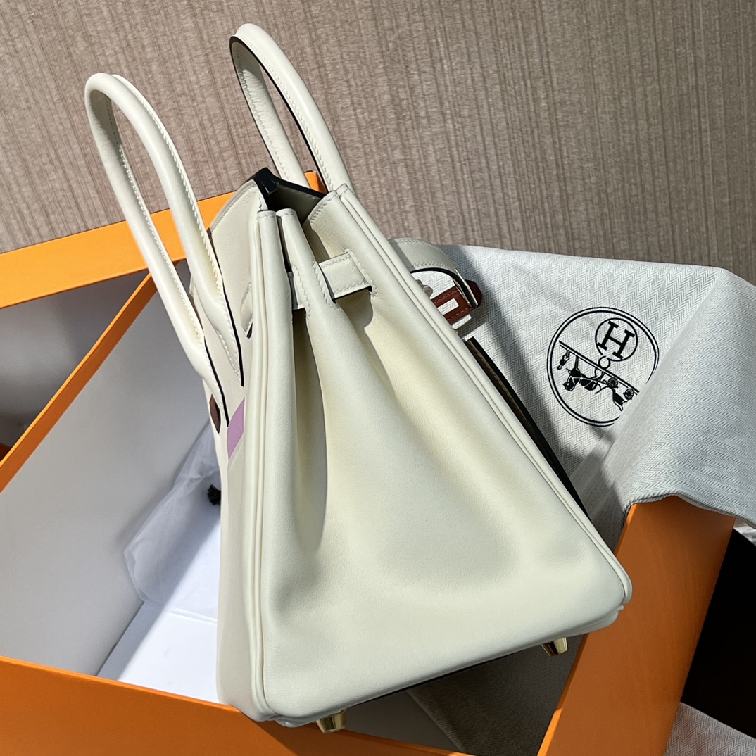 Hermes Birkin 30CM Swift Leather Handbag White 